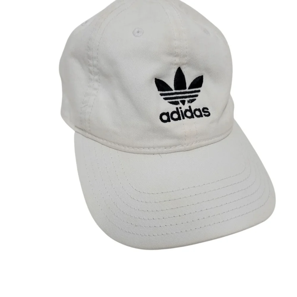 Adidas Baseball Hat Cap White One Size Embroidered Logo Excellent Condition